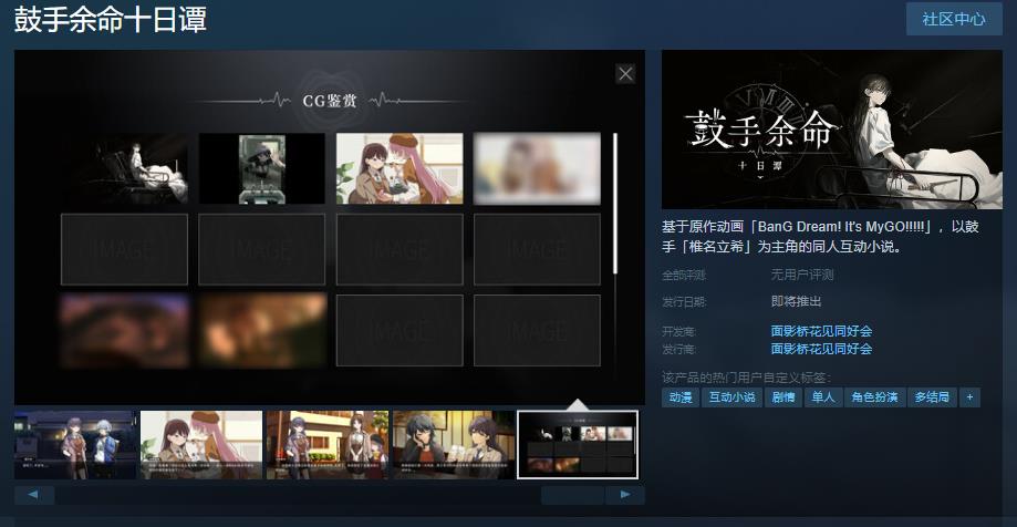 MyGo同人视觉小说鼓手余命十日谭Steam页面上线 上线日期待定