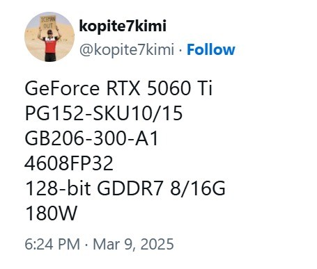 RTX 5060 Ti和RTX 5060规格曝光：依然很牙膏！